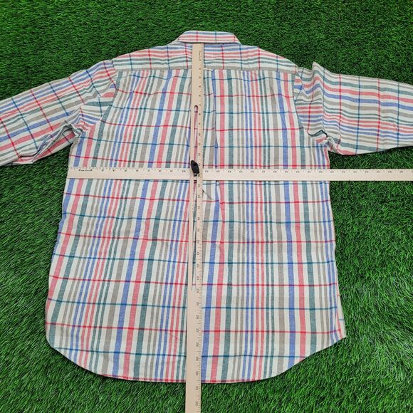 Vintage Boston Traders Button Shirt Large 23x31 Blue Pastel - Picture 4 of 12
